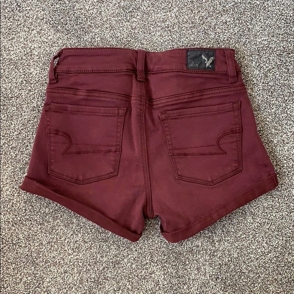 American Eagle Maroon Hi-Rise Shorts - Picture 3 of 4